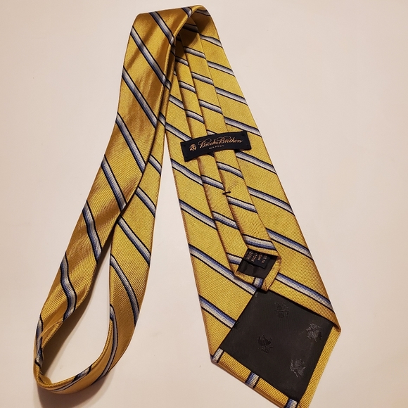 Brooks Brothers Makers Gold Repp Stripe Silk Tie - Picture 5 of 5